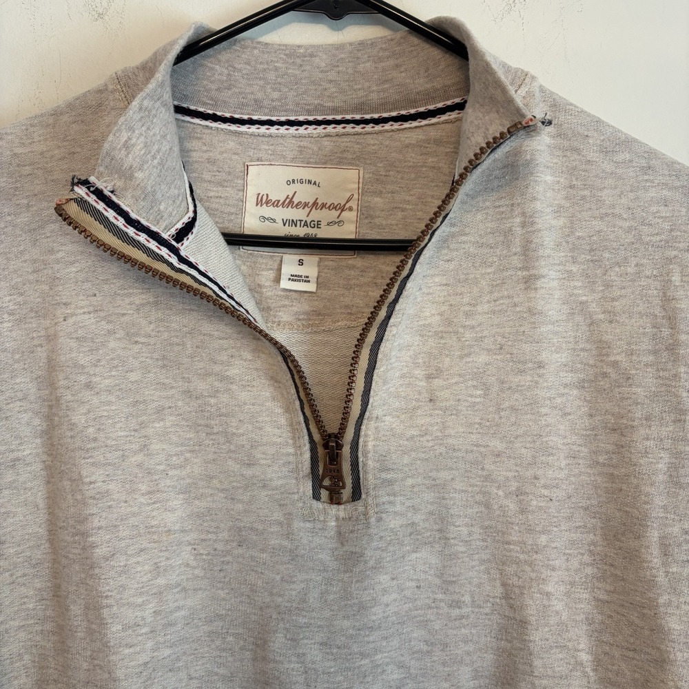 Original‎ Weatherproof Vintage Men's Small Quarter 1/4 Zip Gray Sweater Thin
